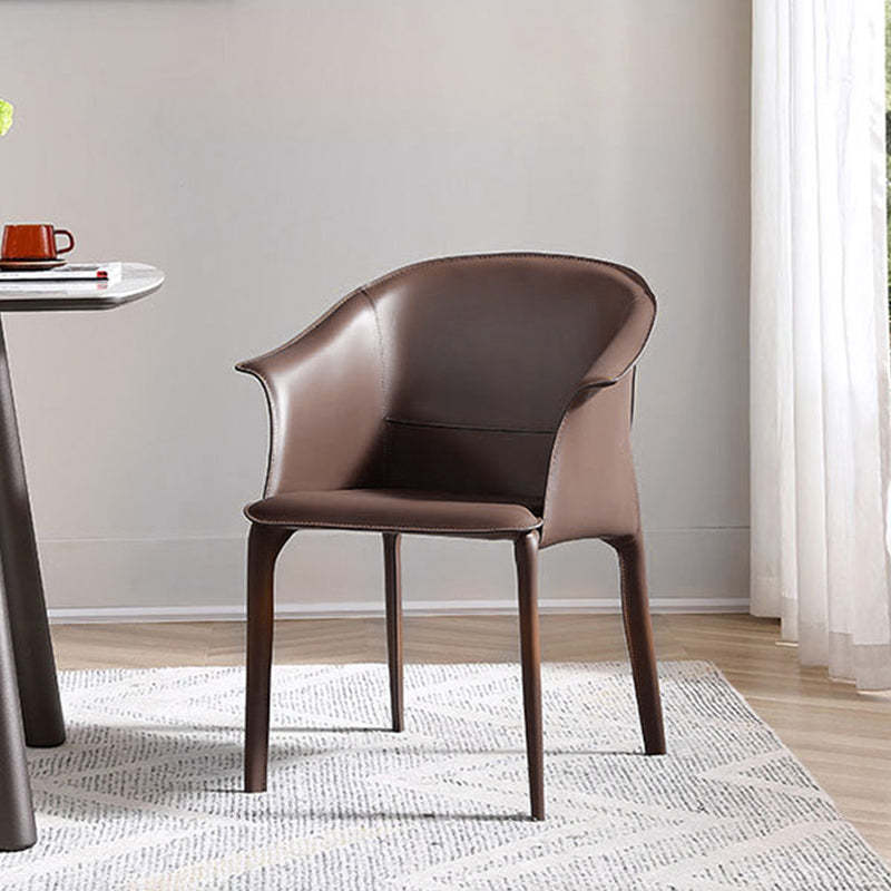 Scandinavian Square Leather Steel Armchair — Orange