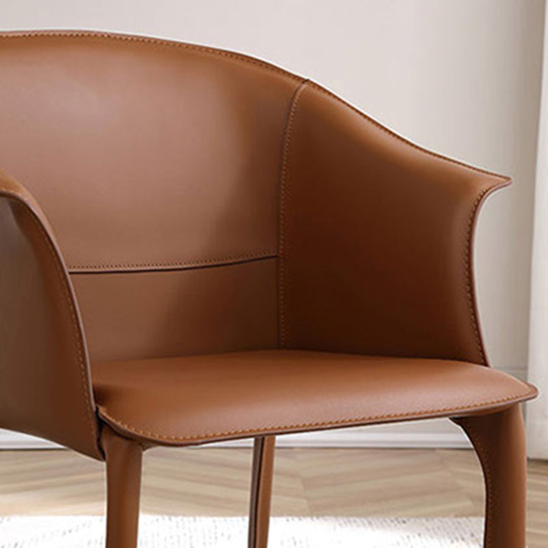 Scandinavian Square Leather Steel Armchair
