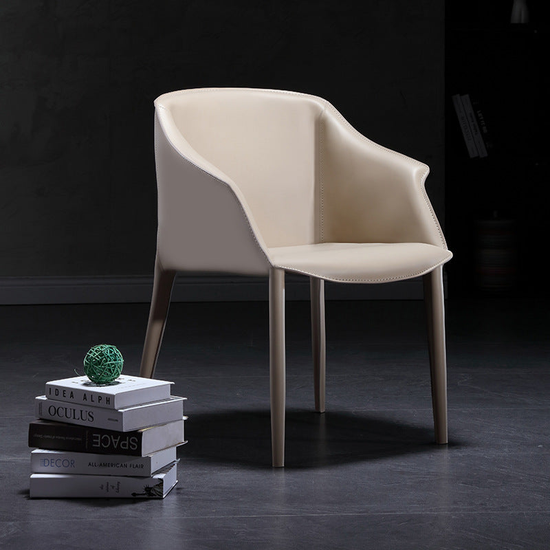 Scandinavian Square Leather Steel Armchair