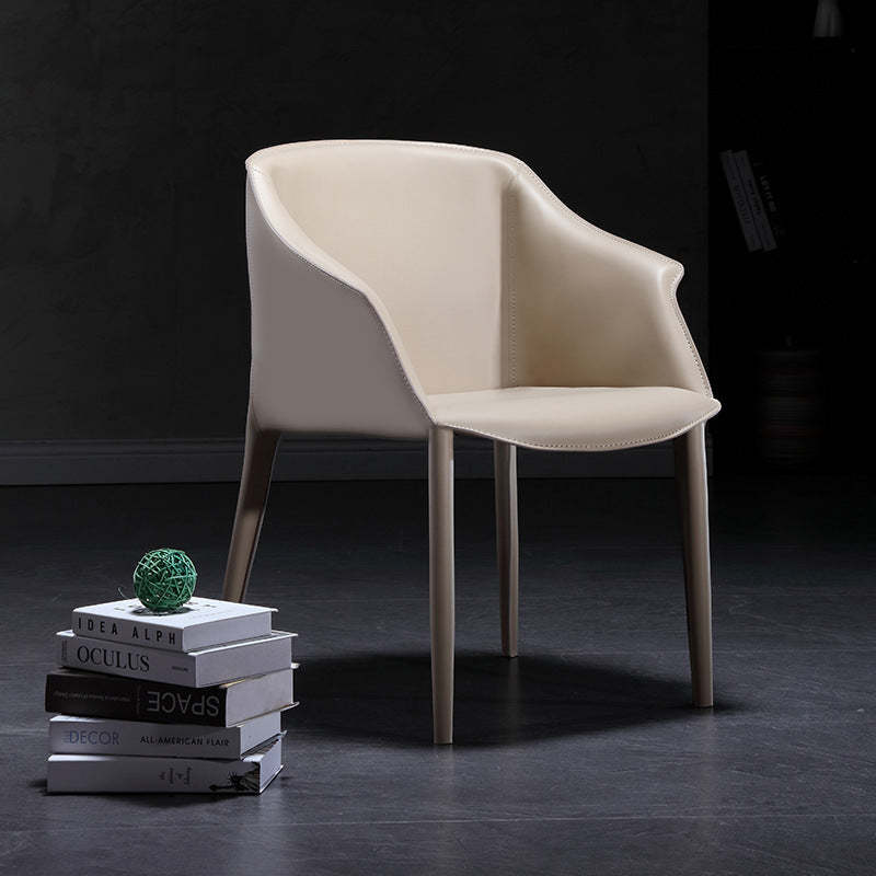 Scandinavian Square Leather Steel Armchair