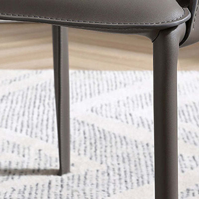Scandinavian Square Leather Steel Armchair — Gray