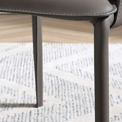 Scandinavian Square Leather Steel Armchair — Gray