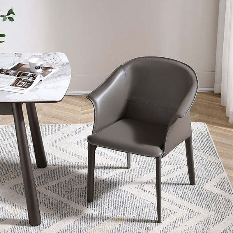 Scandinavian Square Leather Steel Armchair