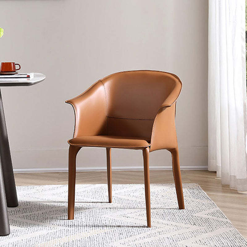 Scandinavian Square Leather Steel Armchair
