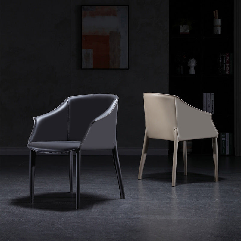 Scandinavian Square Leather Steel Armchair