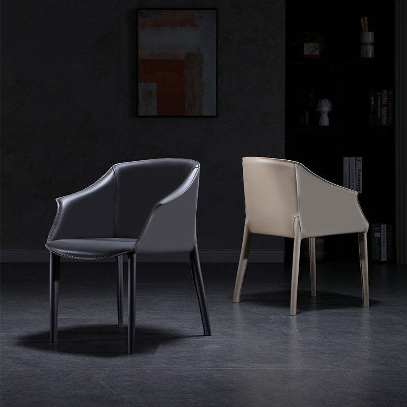 Scandinavian Square Leather Steel Armchair