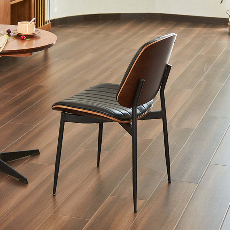 Minimalist Leather Wood Steel Chair