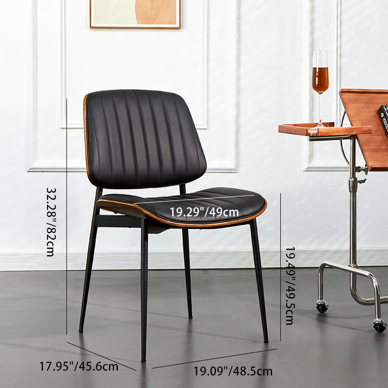 Minimalist Leather Wood Steel Chair