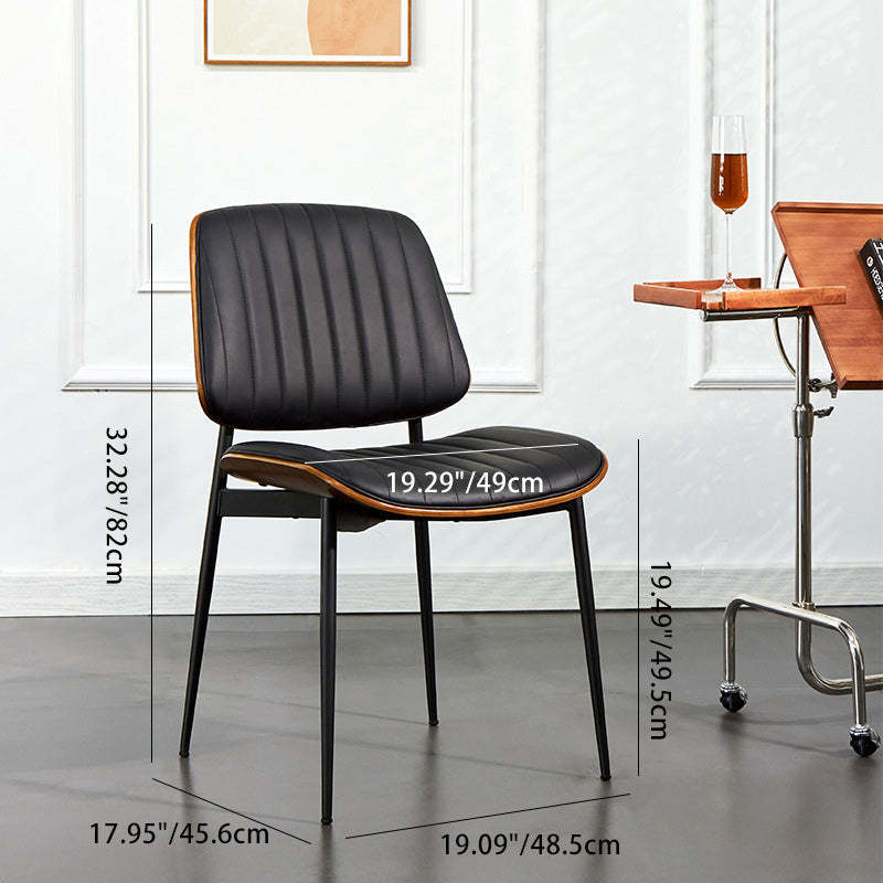 Minimalist Leather Wood Steel Chair