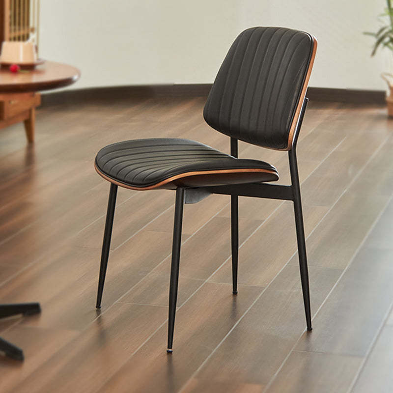 Minimalist Leather Wood Steel Chair