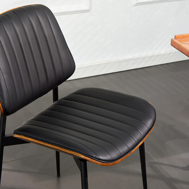 Minimalist Leather Wood Steel Chair