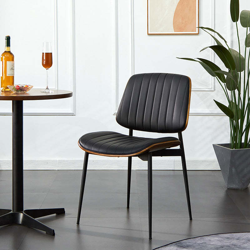 Minimalist Leather Wood Steel Chair