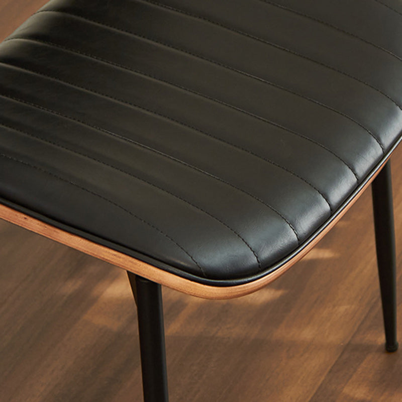 Minimalist Leather Wood Steel Chair