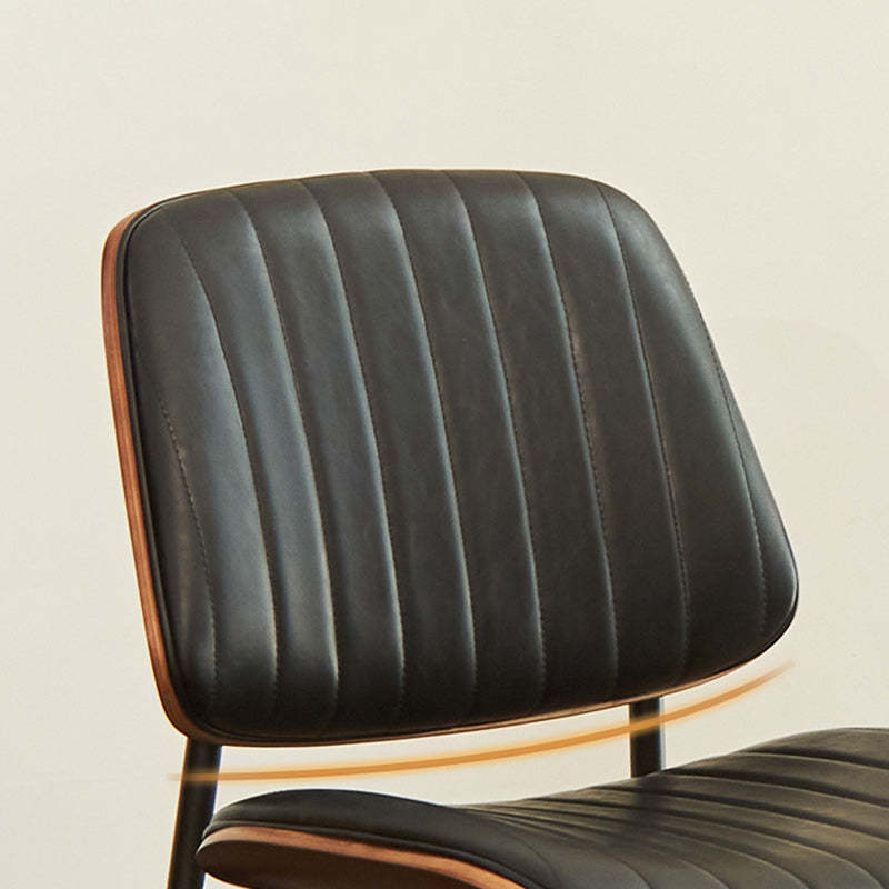 Minimalist Leather Wood Steel Chair