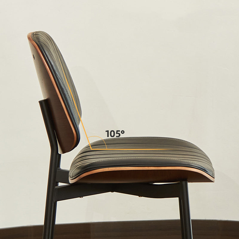 Minimalist Leather Wood Steel Chair