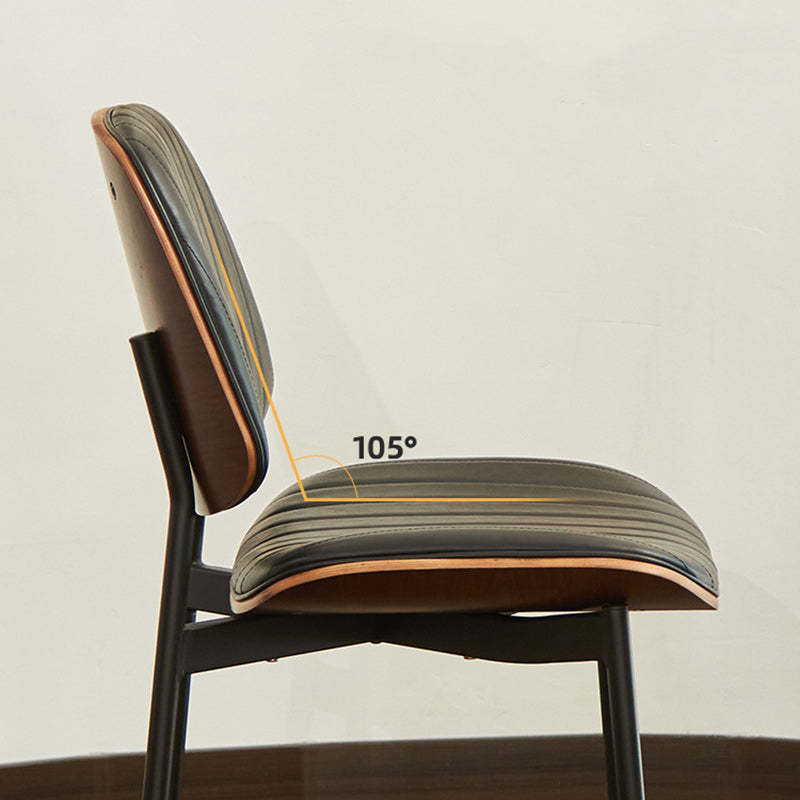 Minimalist Leather Wood Steel Chair
