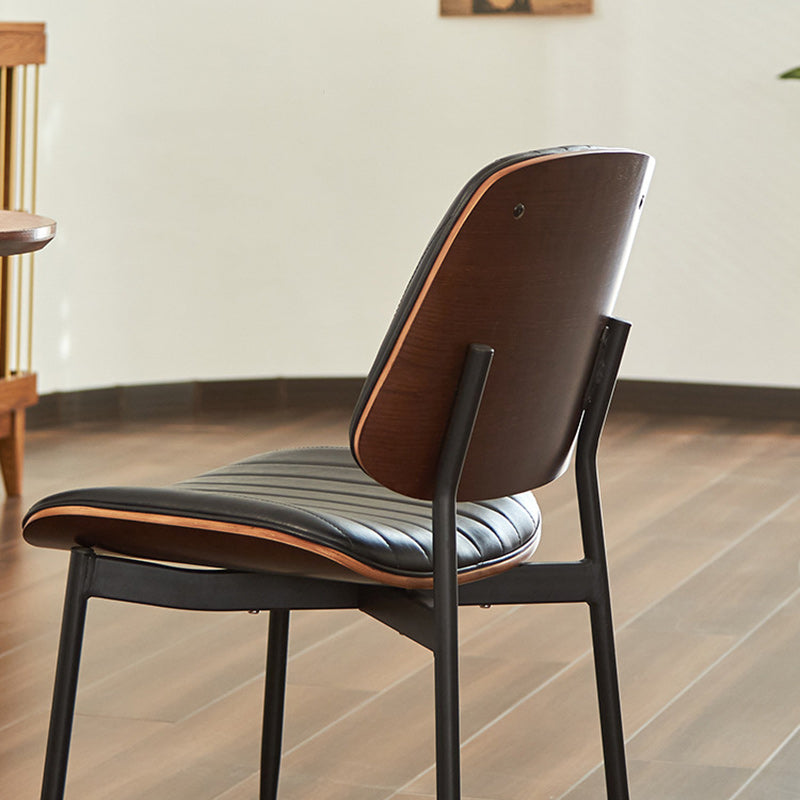 Minimalist Leather Wood Steel Chair