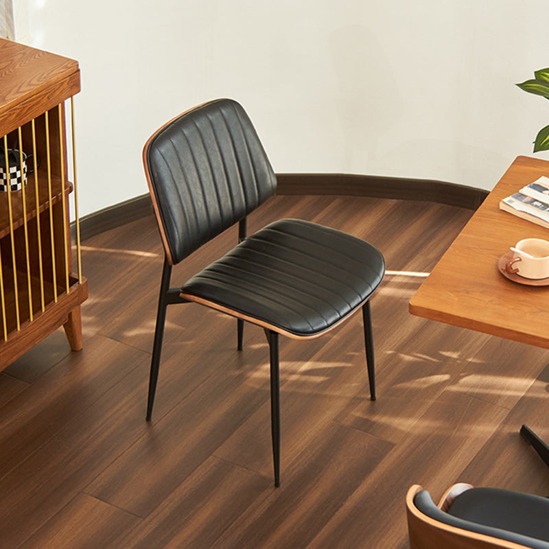 Minimalist Leather Wood Steel Chair