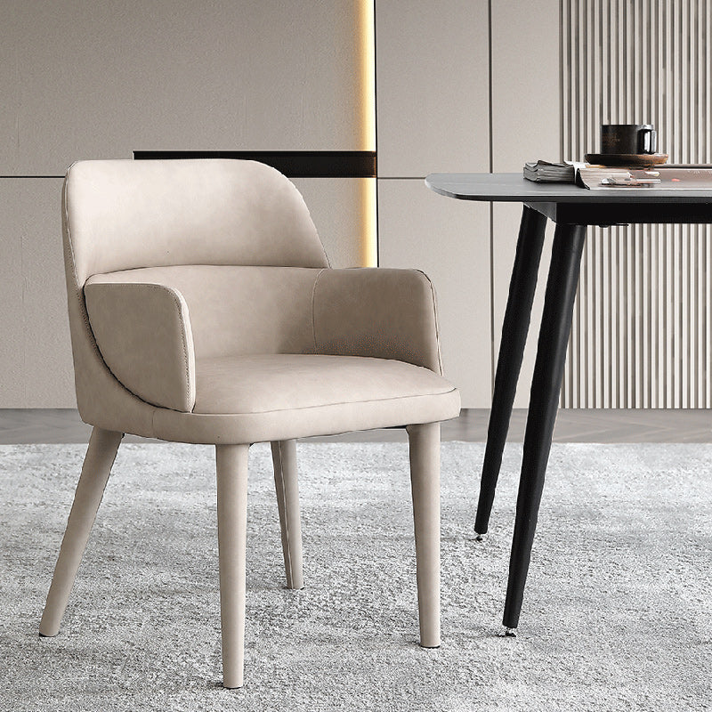 Minimalist Leather Steel Armchair — White