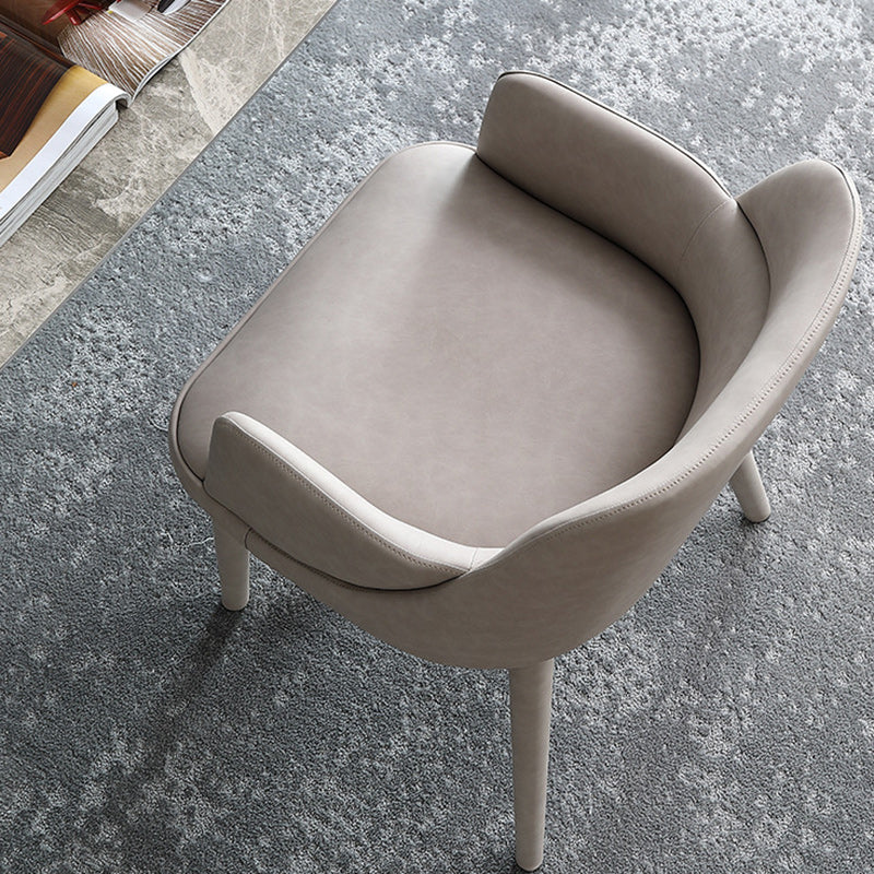 Minimalist Rectangular Leather Steel Armrest Chair