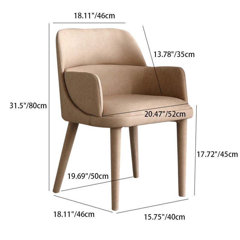 Minimalist Rectangular Leather Steel Armrest Chair