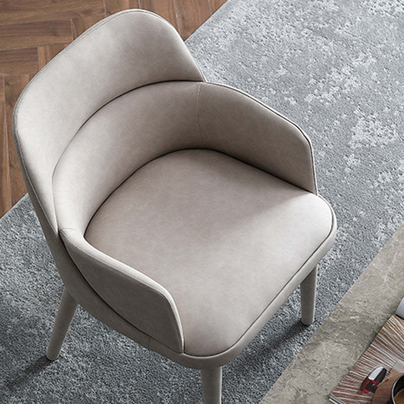 Minimalist Rectangular Leather Steel Armrest Chair