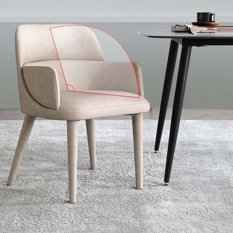 Minimalist Rectangular Leather Steel Armrest Chair