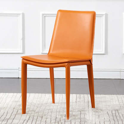 Contemporary Leather Steel Chair — Orange