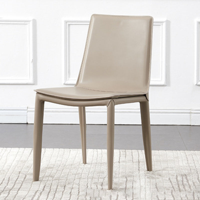 Contemporary Leather Steel Chair — Light Gray