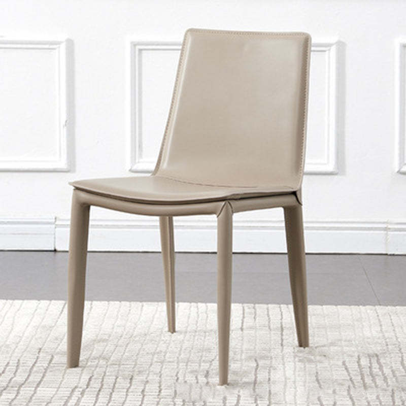 Contemporary Leather Steel Chair — Light Gray
