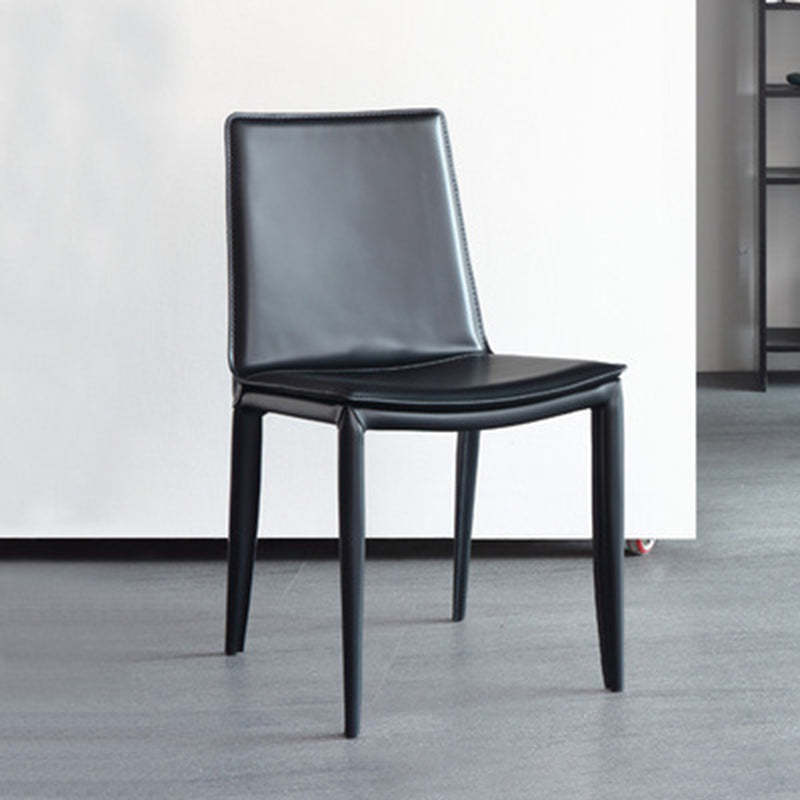Contemporary Leather Steel Chair — Black