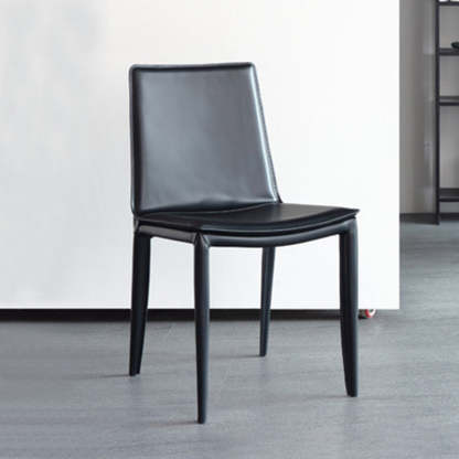 Contemporary Leather Steel Chair — Black
