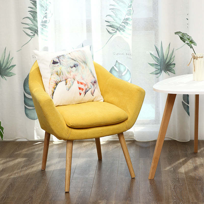 Scandinavian Fabric Wood Armchair — Yellow