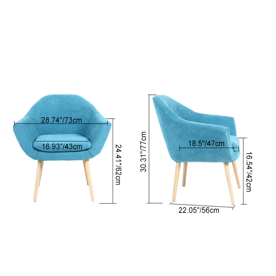 Scandinavian Fabric Wood Armchair — Pink