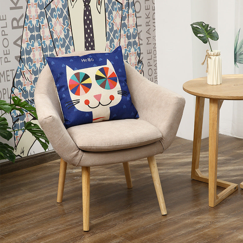 Scandinavian Fabric Wood Armchair — Khaki