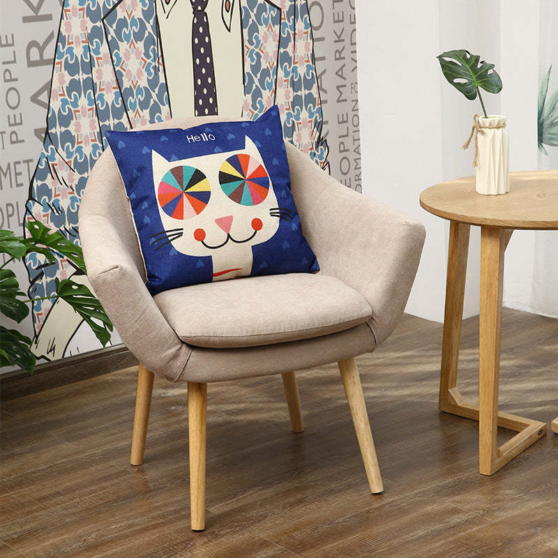 Scandinavian Fabric Wood Armchair — Khaki