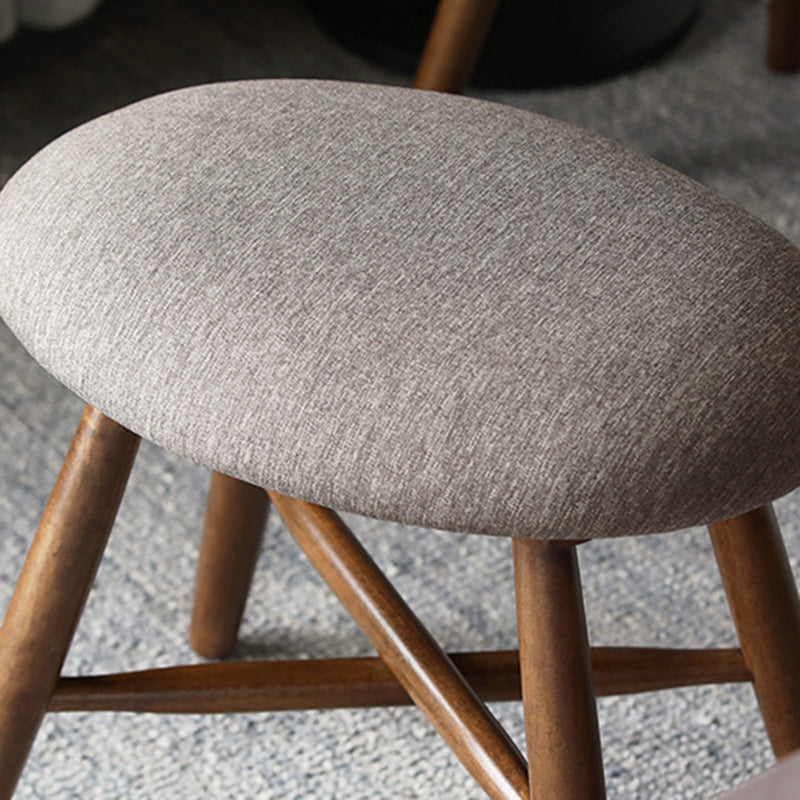 Scandinavian Round Fabric Wood Footstool