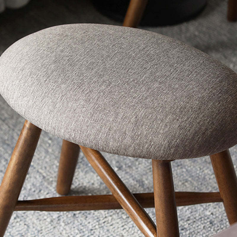 Scandinavian Round Fabric Wood Footstool