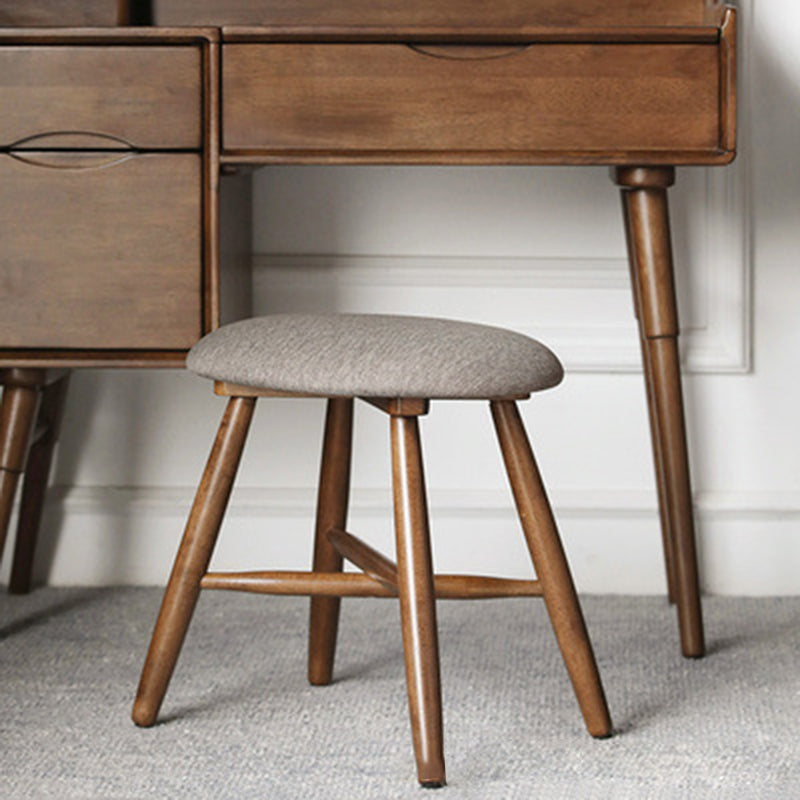 Scandinavian Round Fabric Wood Footstool