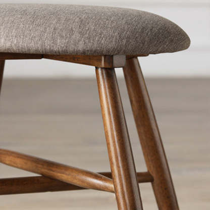Scandinavian Round Fabric Wood Footstool