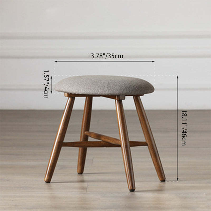 Scandinavian Round Fabric Wood Footstool