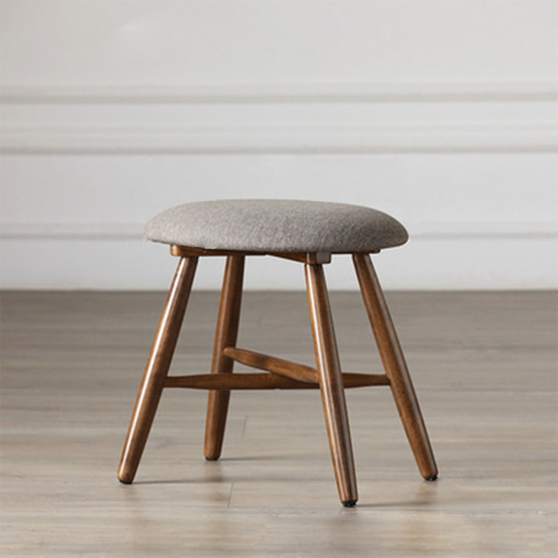Scandinavian Round Fabric Wood Footstool
