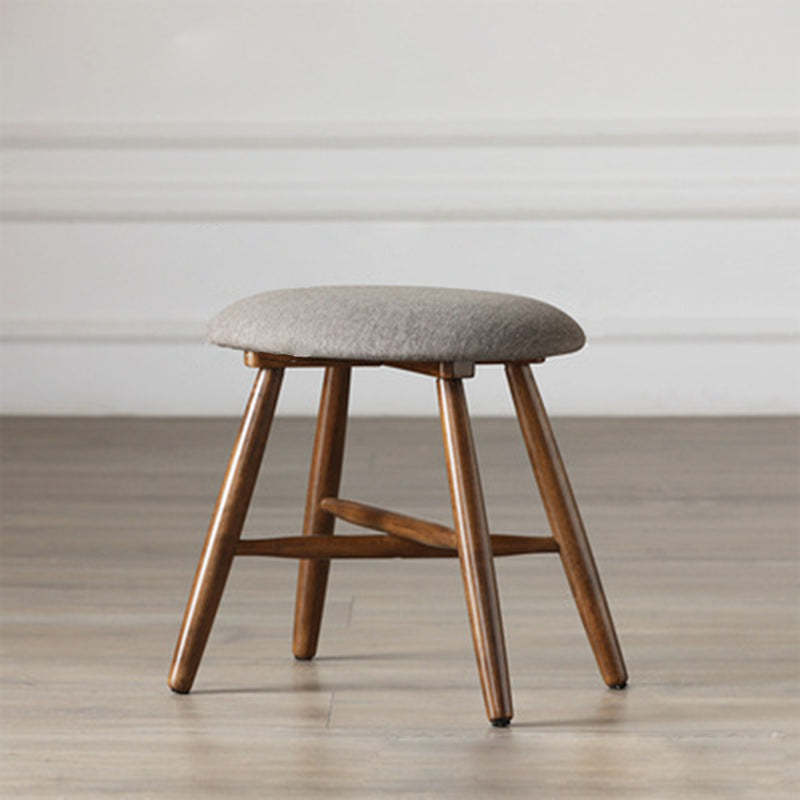 Scandinavian Round Fabric Wood Footstool