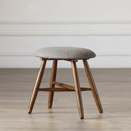 Scandinavian Round Fabric Wood Footstool