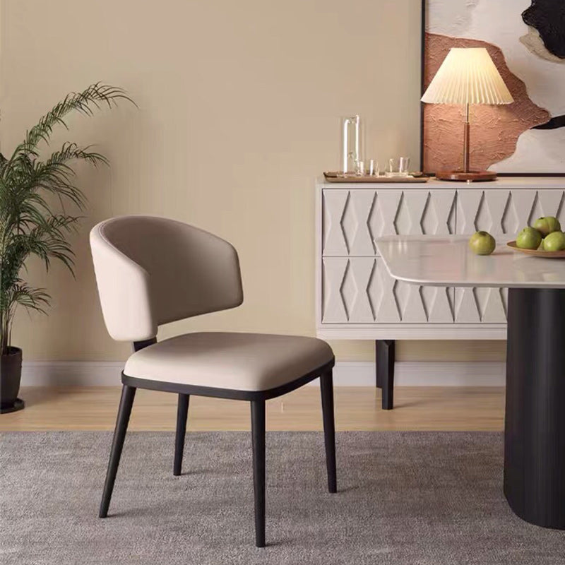 Lighom square leather steel accent chairs for living room