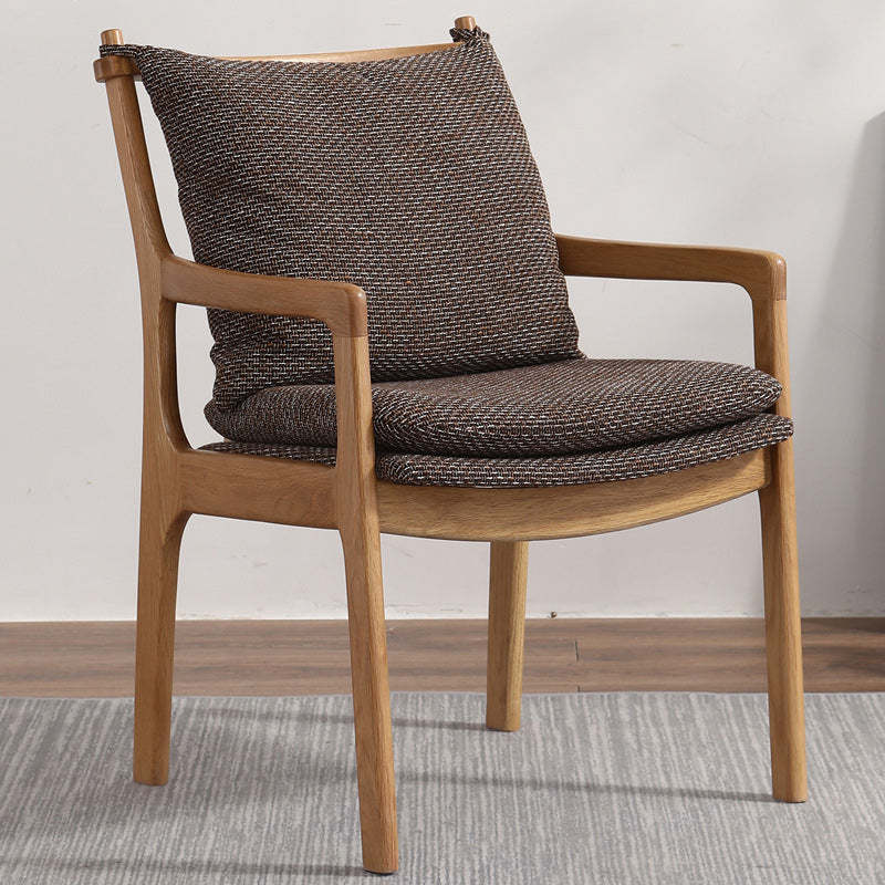 Scandinavian Square Wood Fabric Armchair