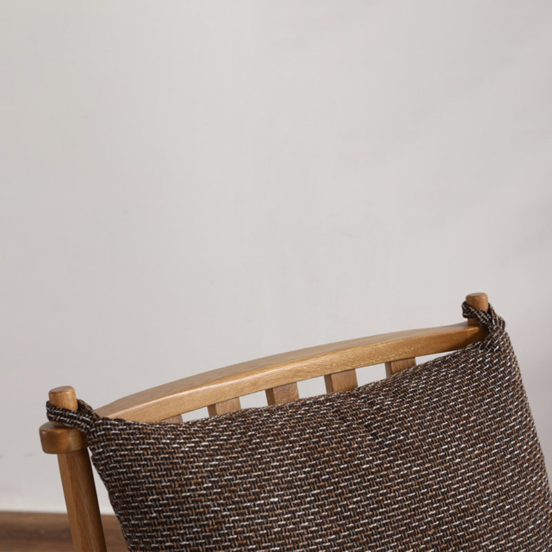Scandinavian Square Wood Fabric Armchair — Blackish Green