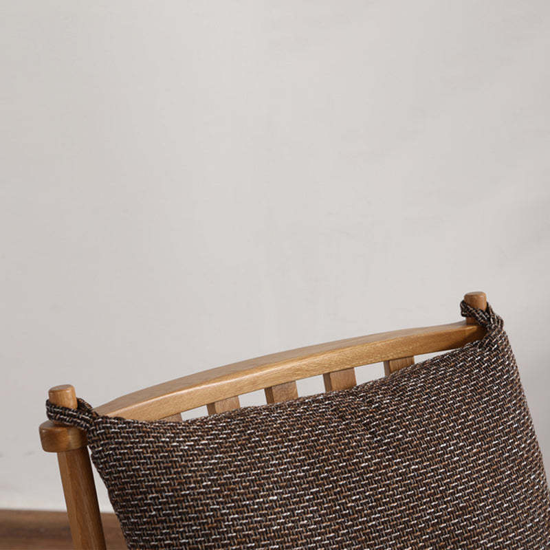 Scandinavian Square Wood Fabric Armchair — Blackish Green