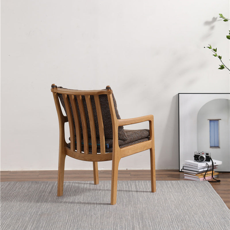 Scandinavian Square Wood Fabric Armchair