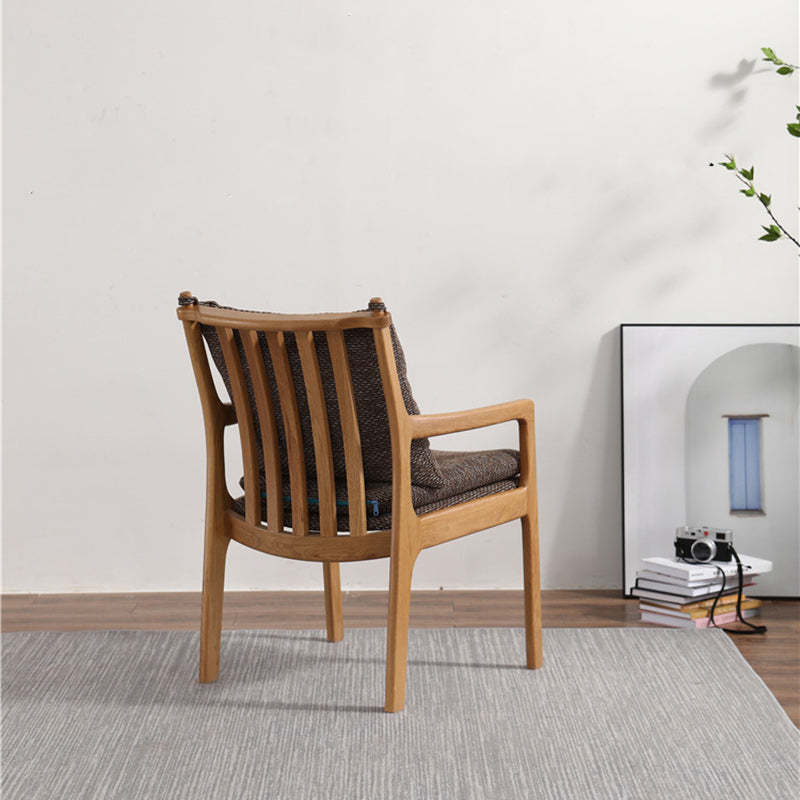 Scandinavian Square Wood Fabric Armchair